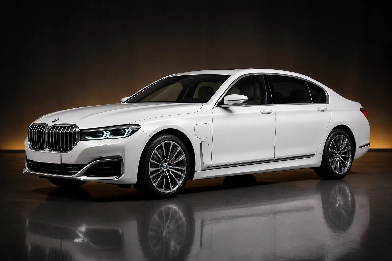 White BMW 7 Series 2020 luxury sedan