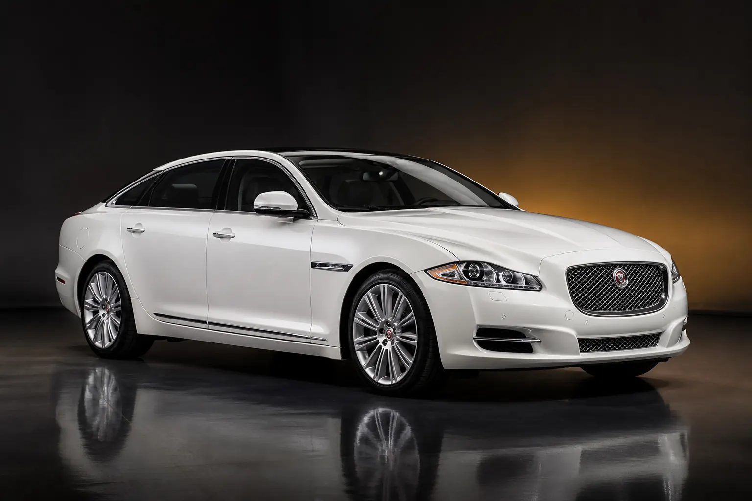White Jaguar XJL luxury sedan