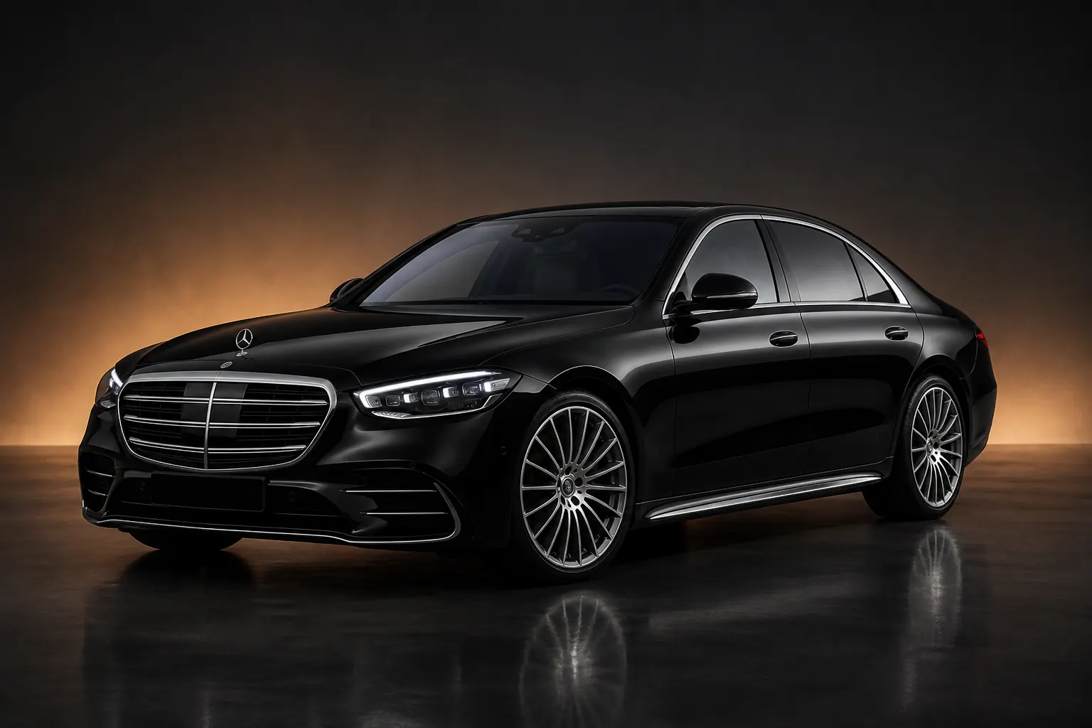 Black Mercedes-Benz S-Class luxury sedan