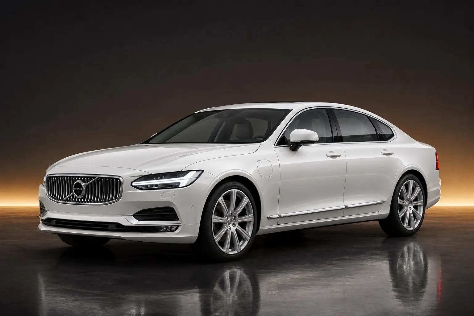 White Volvo S90 luxury sedan